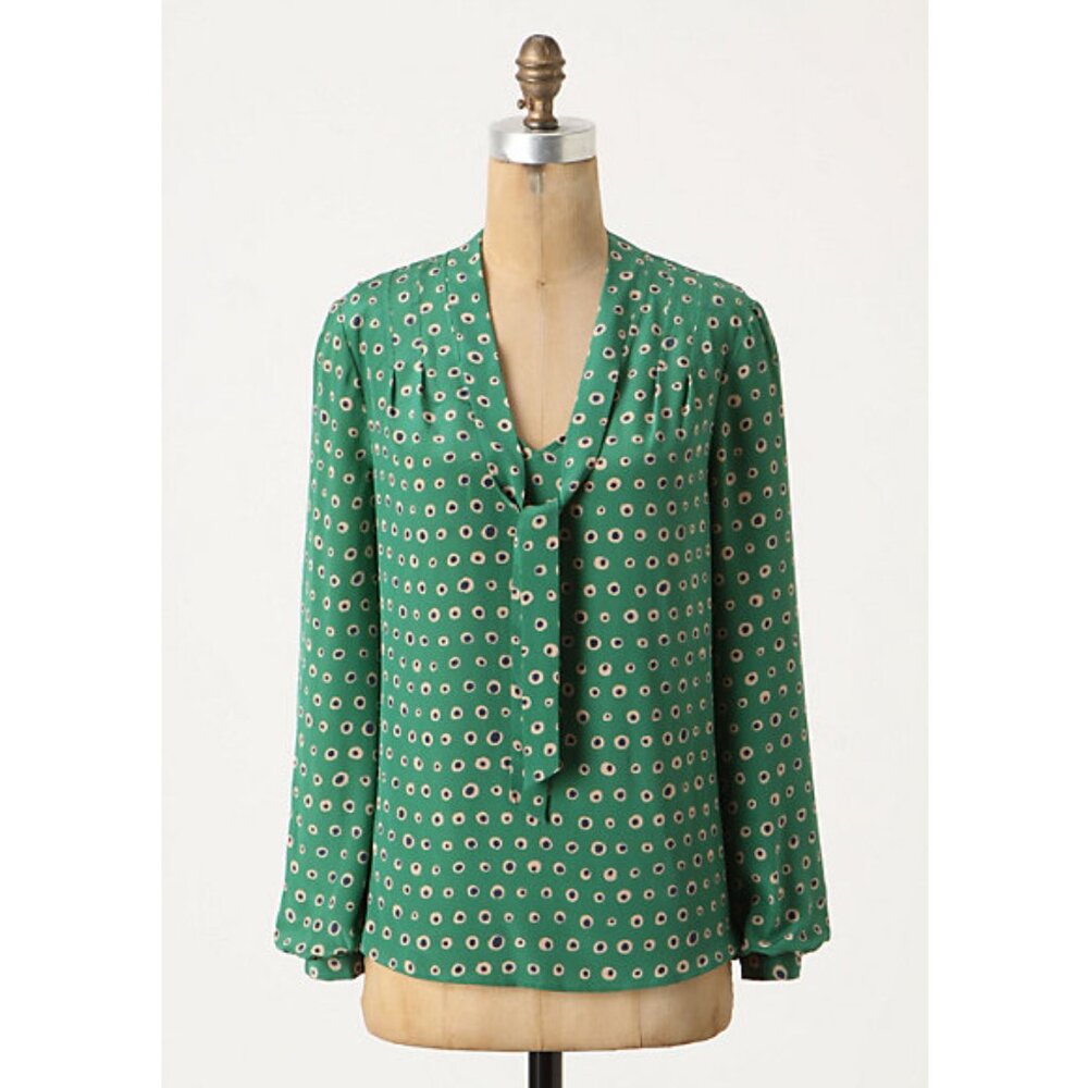 Athropologie 100% Silk Long Sleeve Blouse